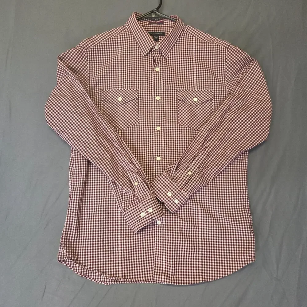 Banana Republic‎ Men’s Check Button down shirt Size L Red Black